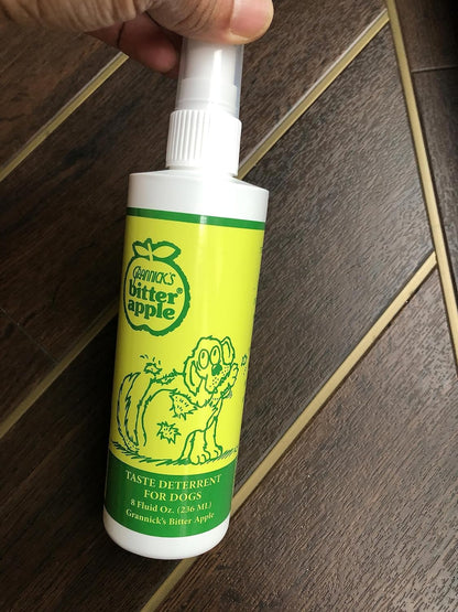 Grannick’s Bitter Apple Liquid 1, 8 oz Chewing Deterrent Spray, Anti Chew Behavior Training Aid for Dogs and Cats; Stops Destructive Chewing Licking of Bandages, Paws, Shoes, Fur, Doors and Furniture