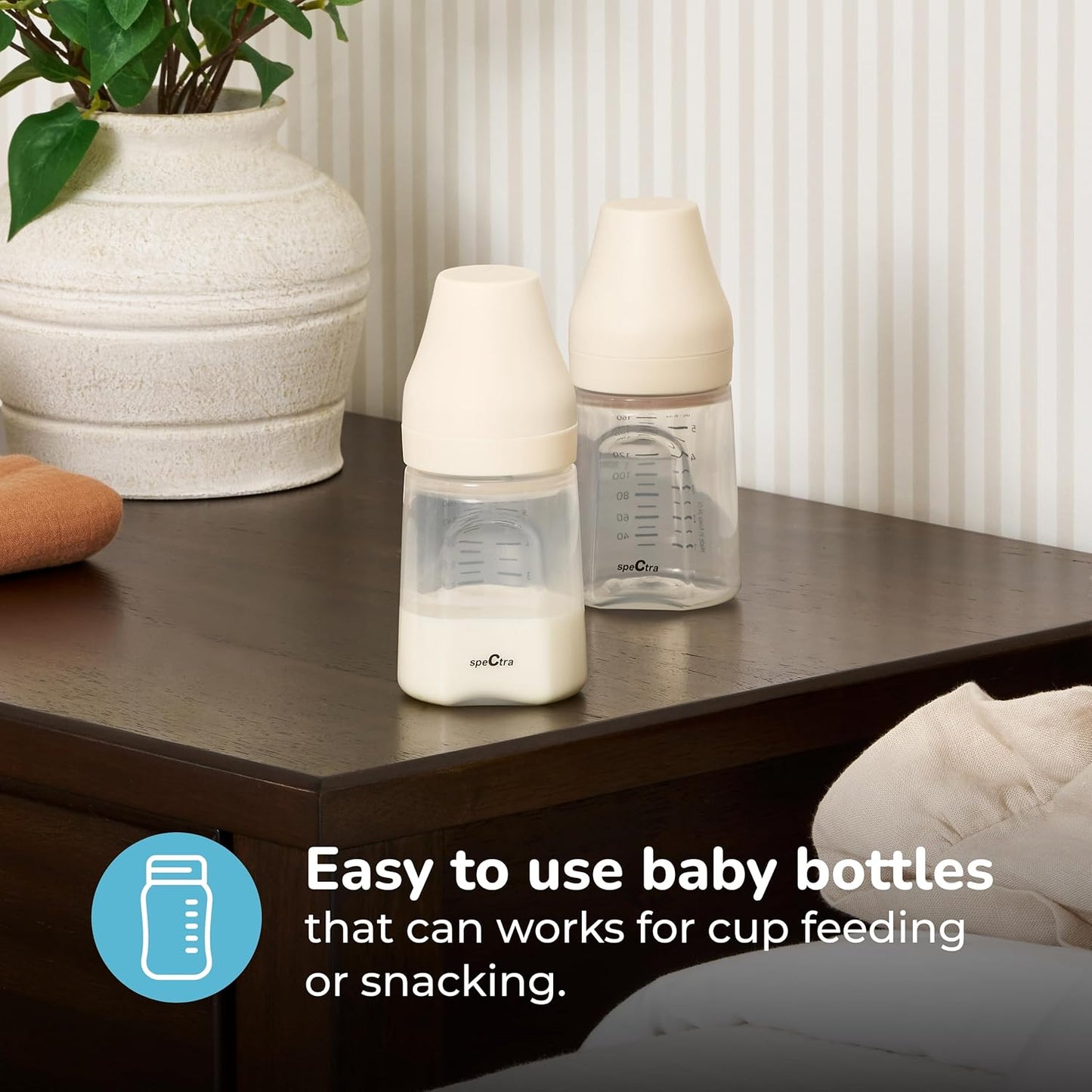 Spectra – Wide Neck Baby Bottles – Compatible with Spectra Breast Milk Pump Flanges (Pack of 2)