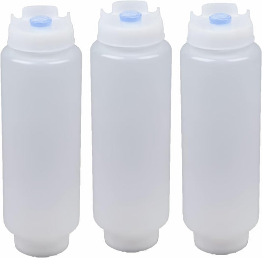 Squeeze Bottle Refillable 16 oz Blue Tip (Blue) 3 pack