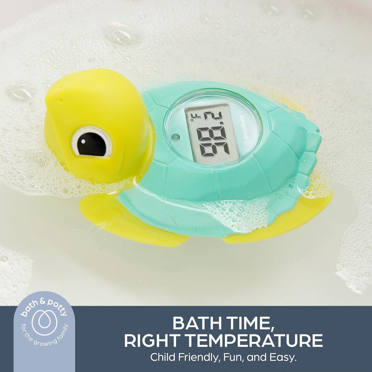 Dreambaby Baby Bath & Room Thermometer – Floating Turtle Toy for Water Temperature Monitoring – Turtle Temperature Monitoring for Newborns, Infants, and Toddlers with Fahrenheit Display